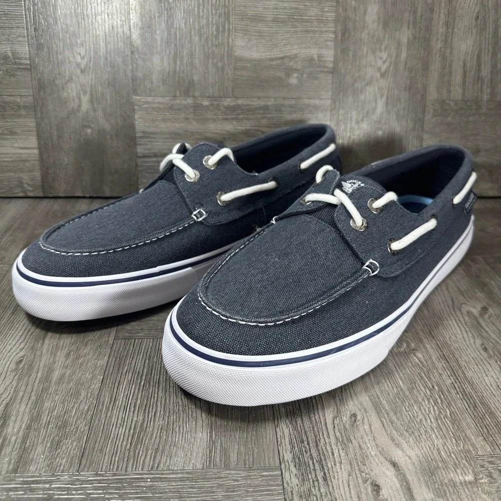 Dockers Boat Shoes Mens 12 Navy Blue Canvas Casual Nautical Loafers NEW